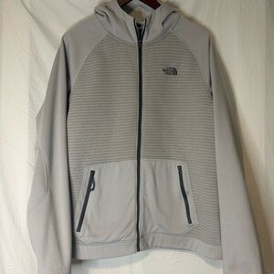 The North Face Large Men's Light Gray Hooded Performance Jacket with zipper